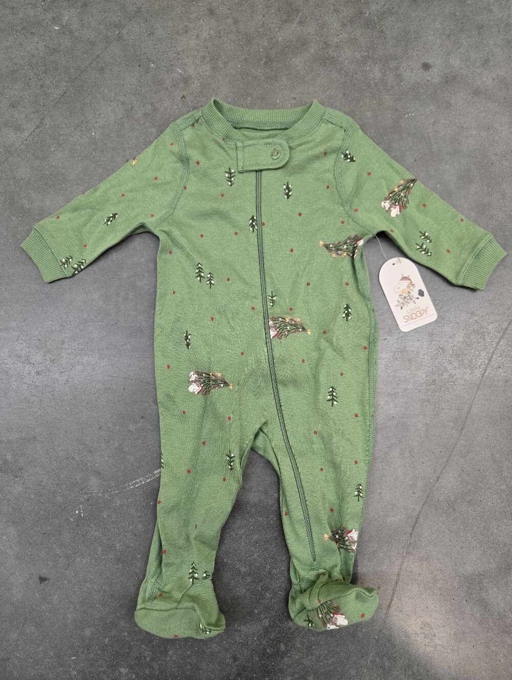 Little Snoopy Peanuts Christmas PJs Onsie Baby 0-3 Months